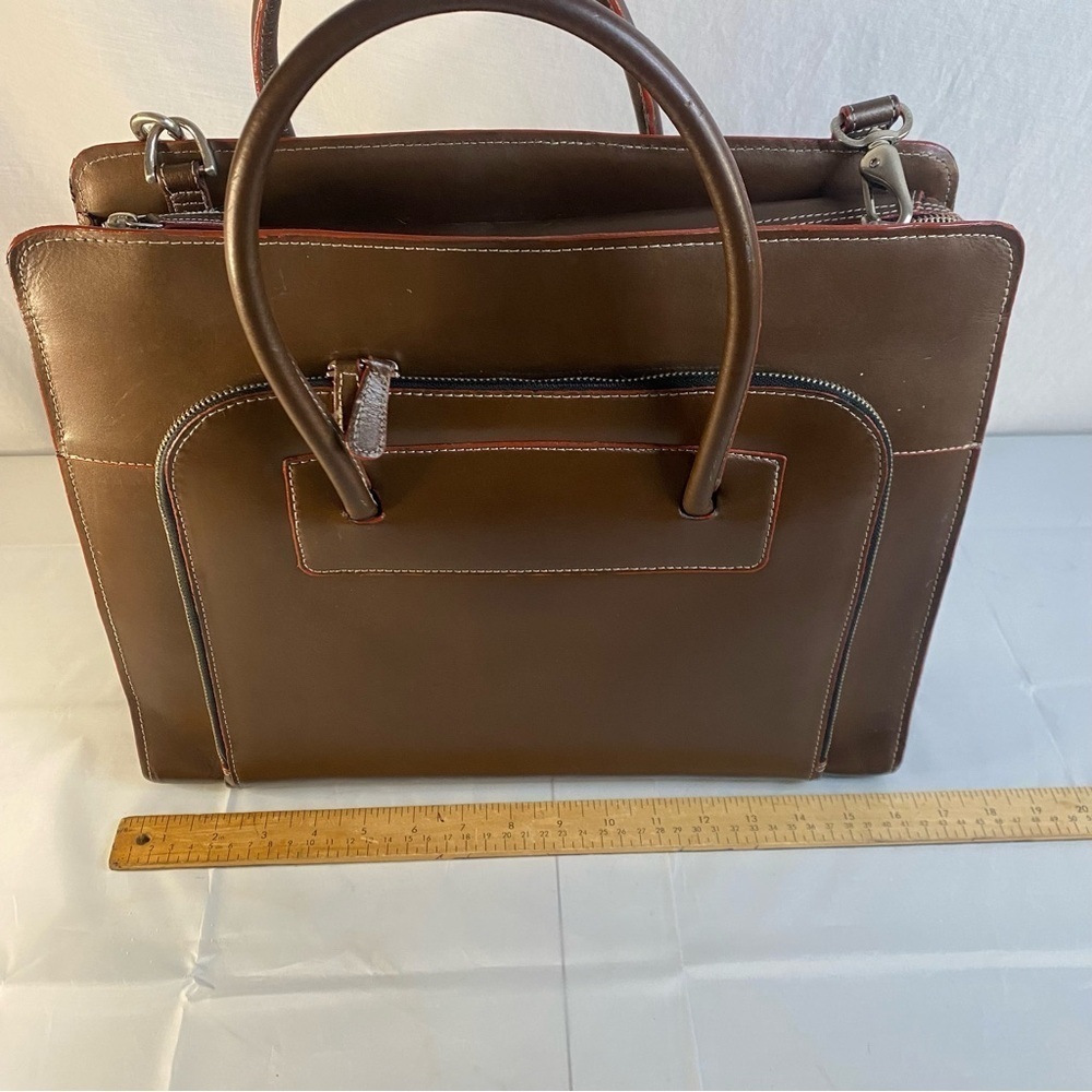McKlein Lake Forest 15" leather laptop tote in brown